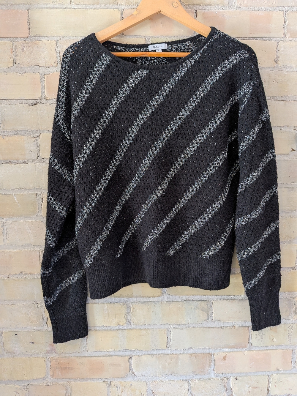 2 For $50 Reitmans Black Sweater with Gray Diagonal Stripes